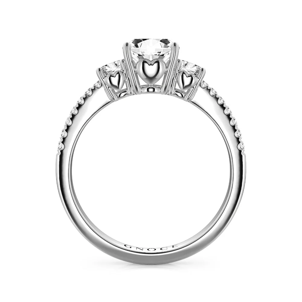 Gnoce Vintage Three Stones Promise Ring Platinum-plated Silver Blend - Image 3