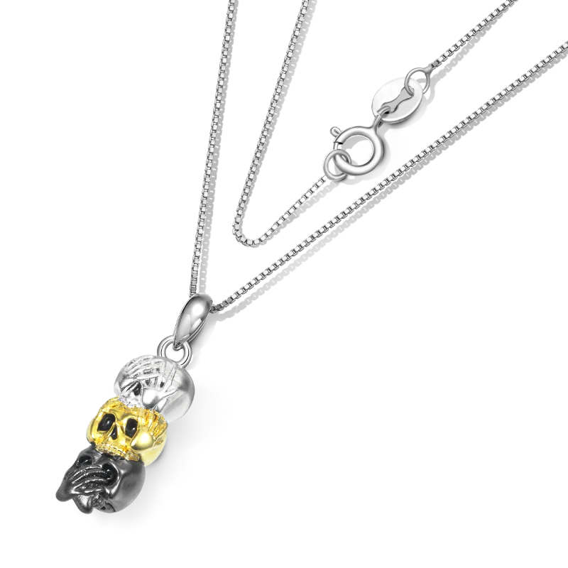 Gnoce Skulls Necklace Platinum-plated Silver Blend - Image 2