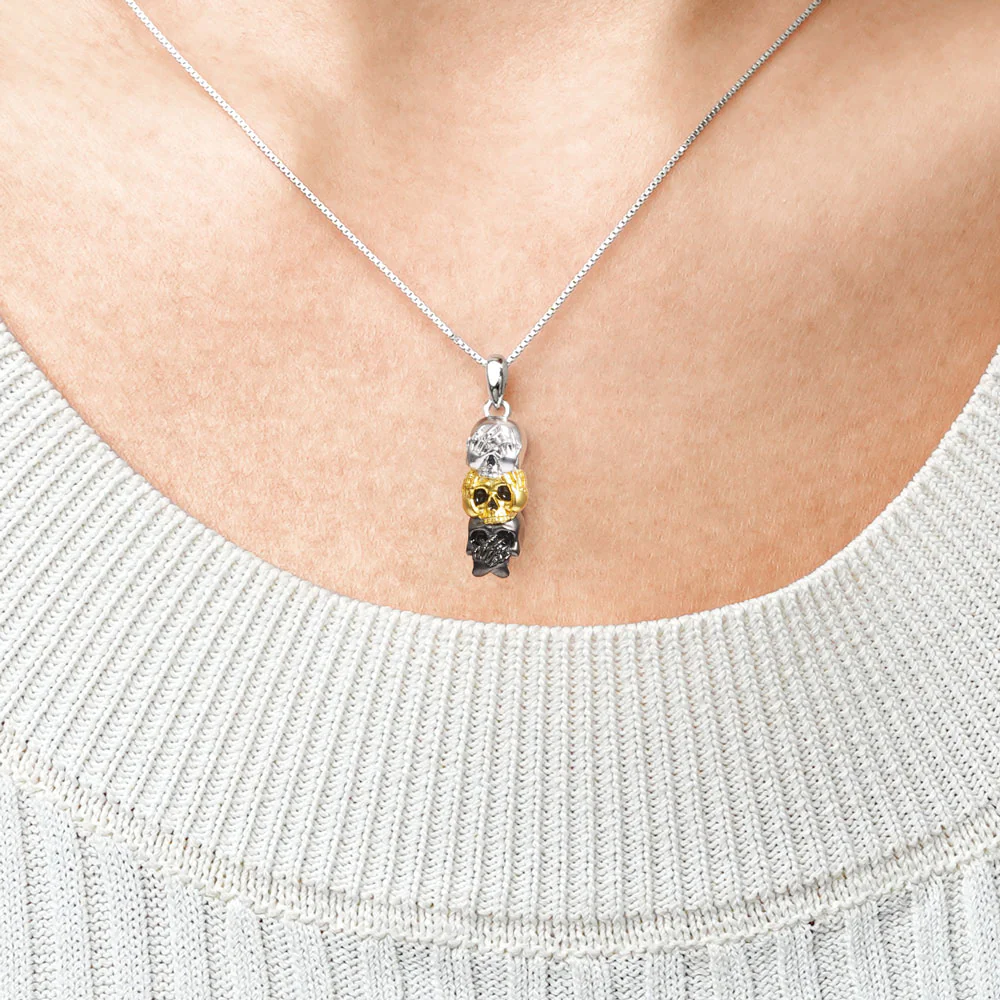 Gnoce Skulls Necklace Platinum-plated Silver Blend - Image 4