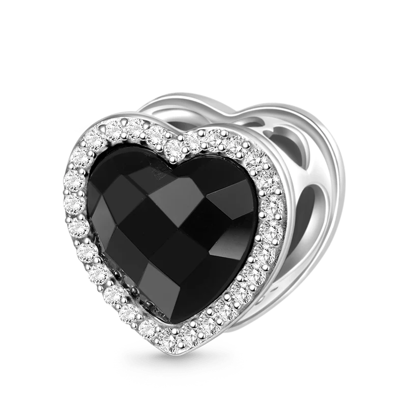 Gnoce Sparkling Til Death Love Heart Charm Platinum-plated Silver Blend