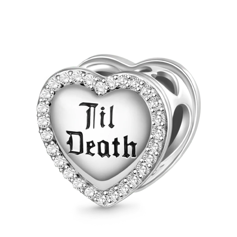 Gnoce Sparkling Til Death Love Heart Charm Platinum-plated Silver Blend - Image 2