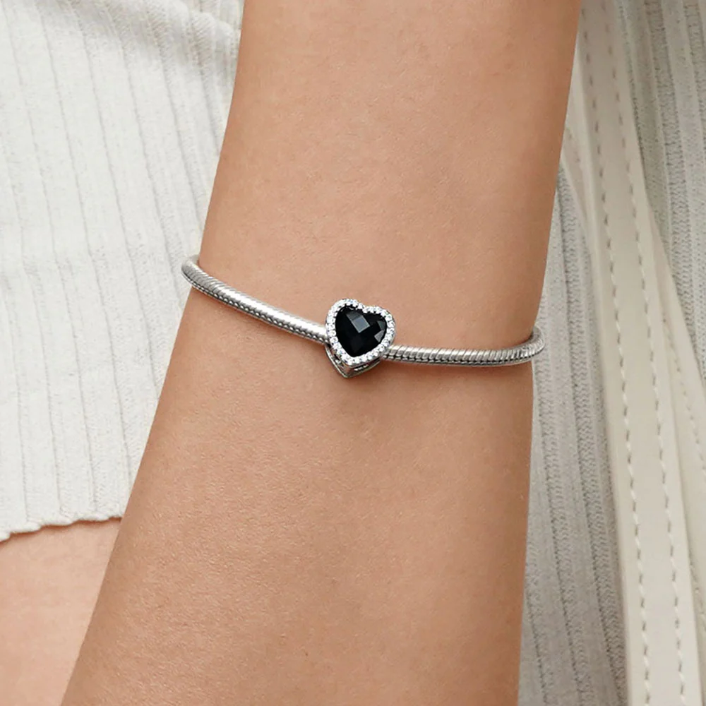 Gnoce Sparkling Til Death Love Heart Charm Platinum-plated Silver Blend - Image 5