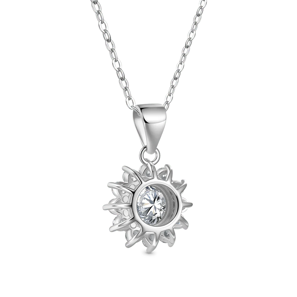 Gnoce Moissanite Sunflower Necklace Platinum-plated Silver Blend - Image 2