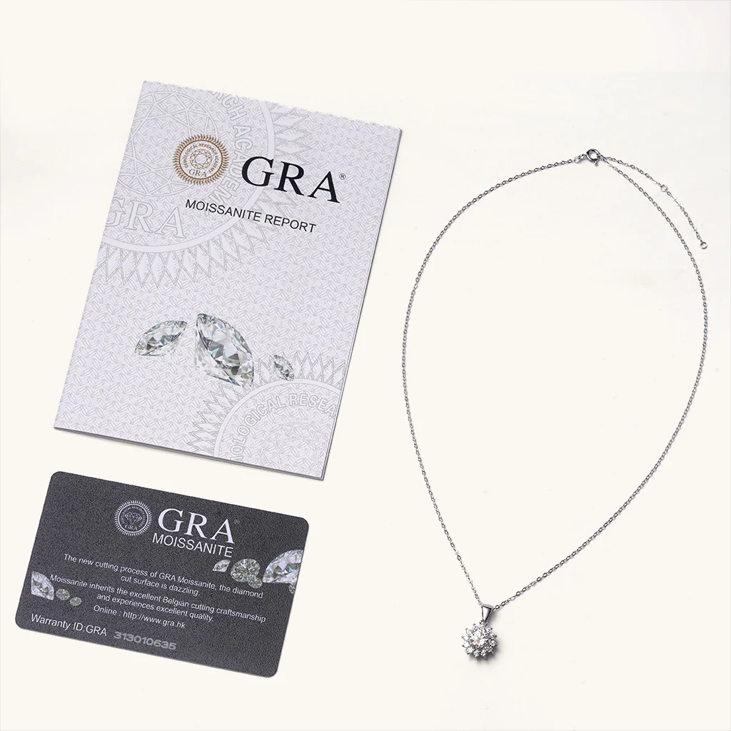 Gnoce Moissanite Sunflower Necklace Platinum-plated Silver Blend - Image 3
