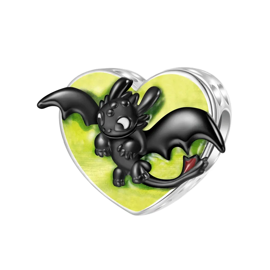 Gnoce Toothless Heart Birthstone Glow-in-the-Dark Charm