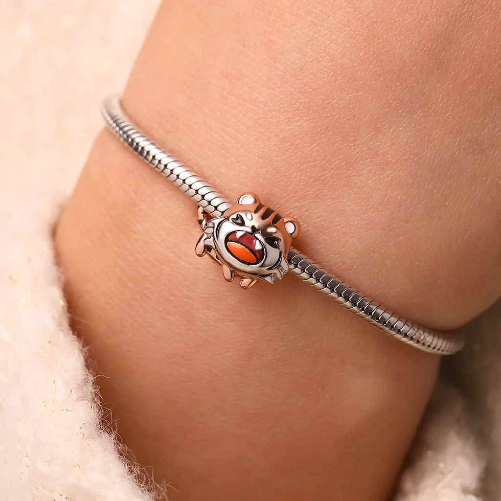 Gnoce Tora the Angy Tiger Charm Platinum-plated Silver Blend - Image 5