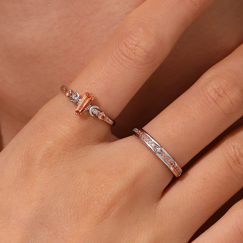 Gnoce Trapezoidal-cut Citrine Women's Ring Platinum-plated Silver Blend - Image 4