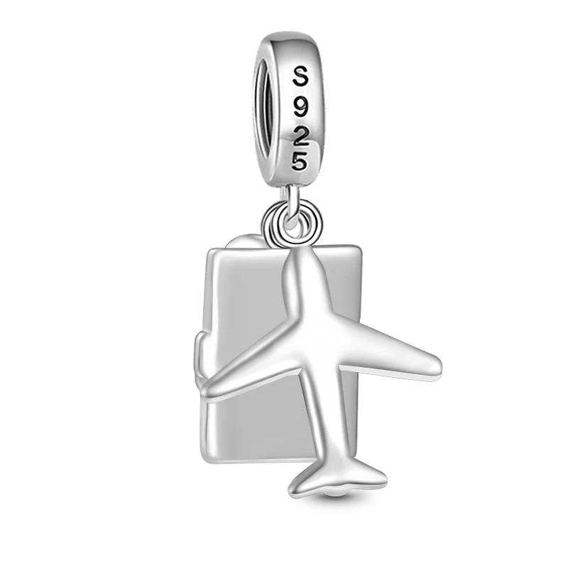 Gnoce Airplane, Passport & Conch Triple Charm Platinum-plated Silver Blend - Image 2
