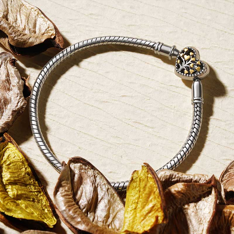 Gnoce Tree of Life Snake Chain Bracelet Platinum-plated Silver Blend - Image 4