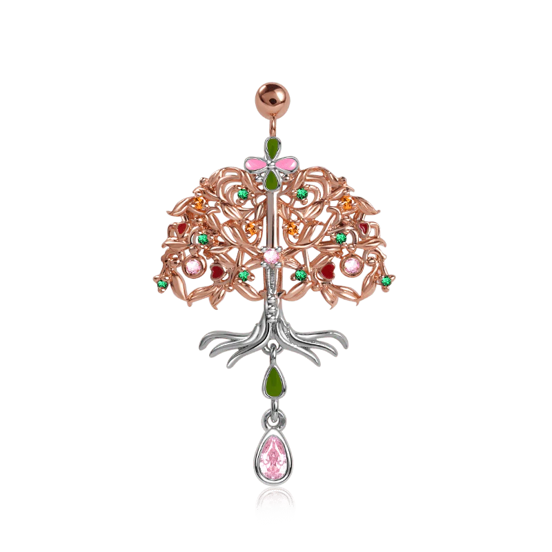 Gnoce Tree of Life Dangle Earrings Platinum-plated Silver Blend