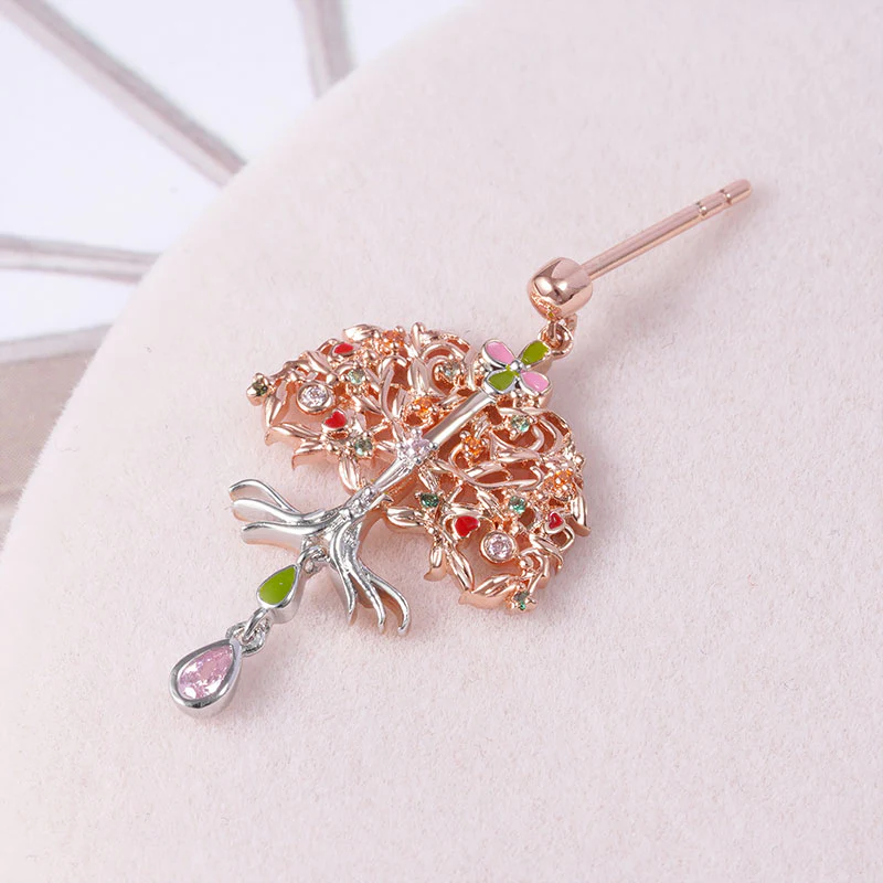 Gnoce Tree of Life Dangle Earrings Platinum-plated Silver Blend - Image 2