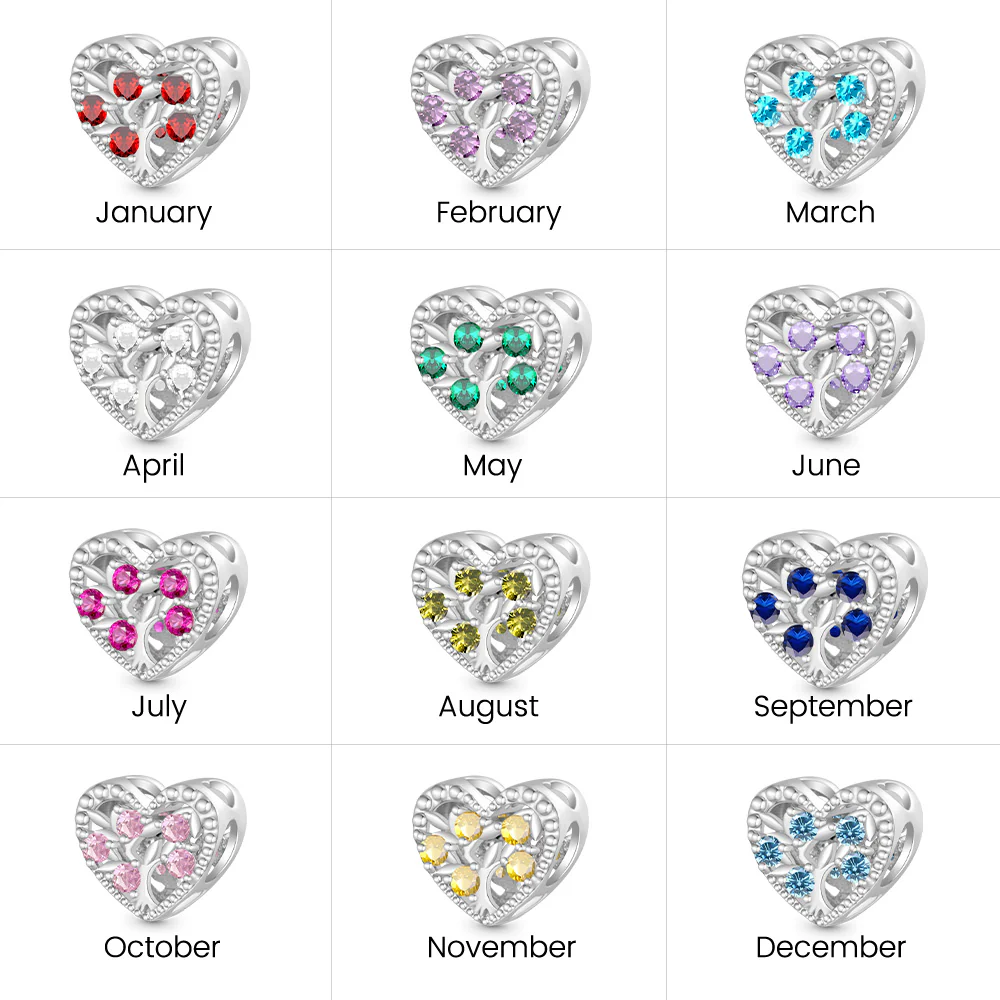 Gnoce Birthstone Tree of Life Heart Personalized Charm - Image 6