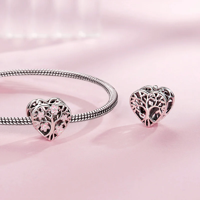 Gnoce Pink Tree of Life Heart Charm - Image 3