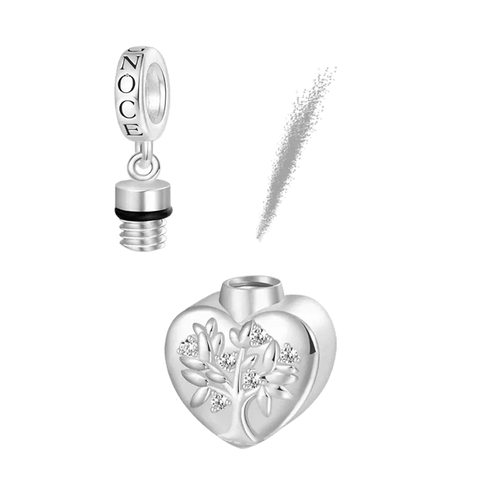 Gnoce Engravable Tree Urn Ashes Charm Platinum-plated Silver Blend