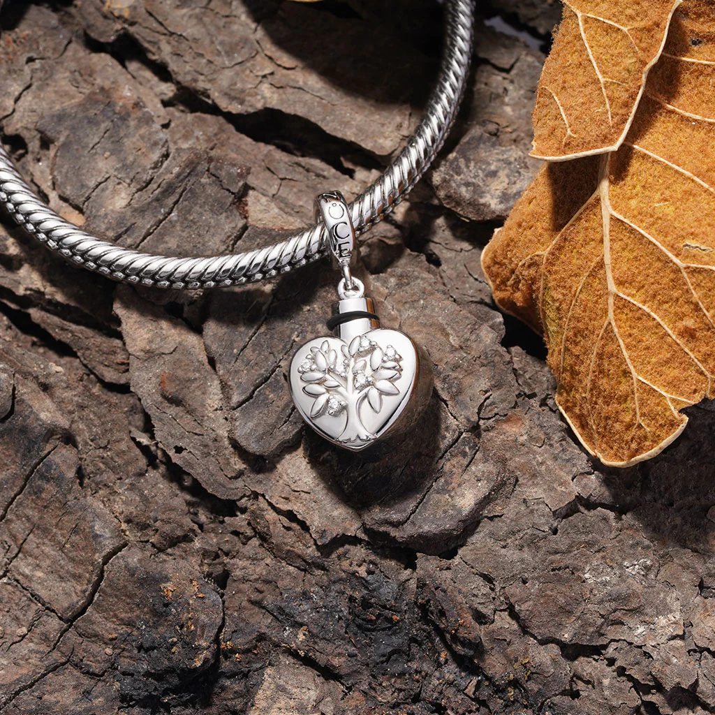 Gnoce Engravable Tree Urn Ashes Charm Platinum-plated Silver Blend - Image 4