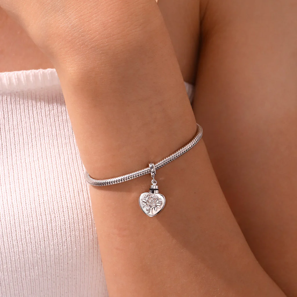 Gnoce Engravable Tree Urn Ashes Charm Platinum-plated Silver Blend - Image 7