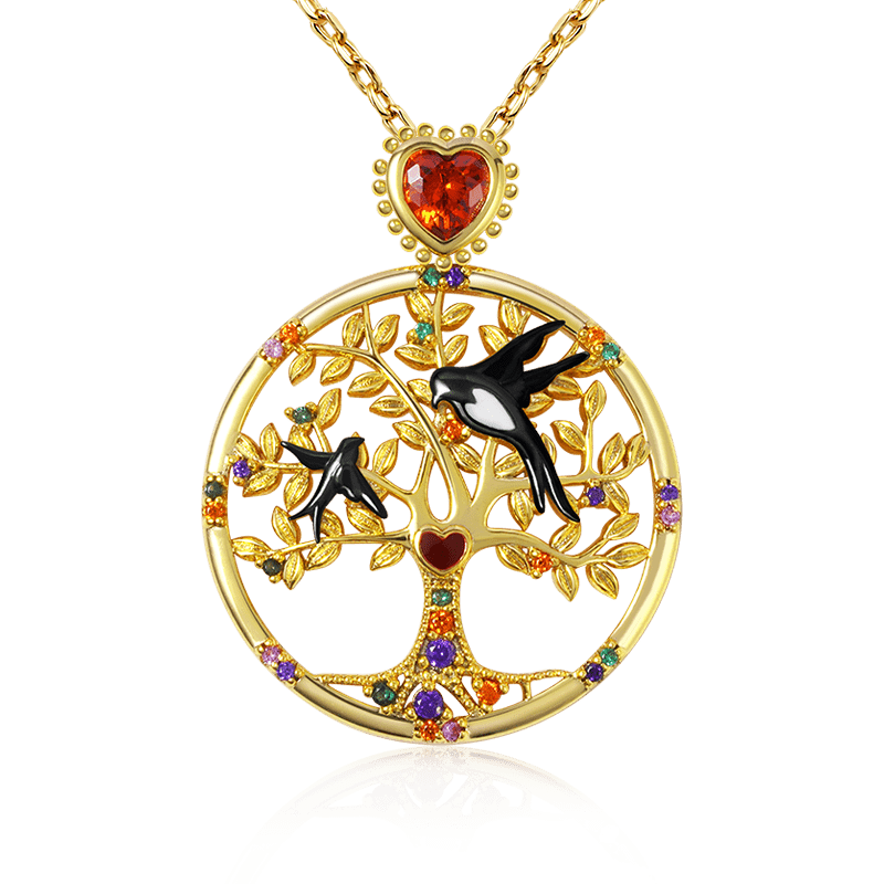 Gnoce Tree of Life Necklace Platinum-plated Silver Blend