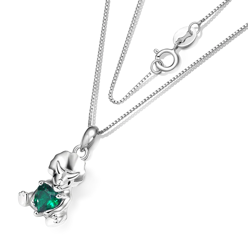 Gnoce Triceratops Embraces Heart Gem Necklace Platinum-plated Silver Blend - Image 2