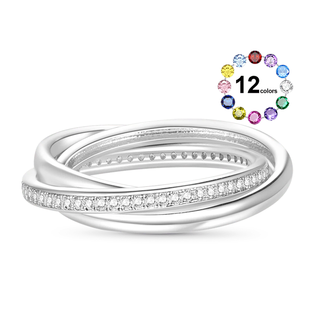 Gnoce Trinity CZ Birthstone Eternity Rings - Image 2