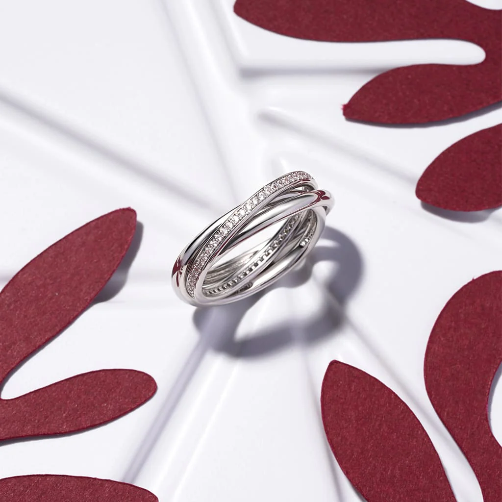 Gnoce Trinity CZ Birthstone Eternity Rings - Image 4