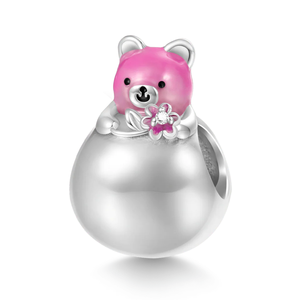Gnoce Tumbler Bear Charm Platinum-plated Silver Blend