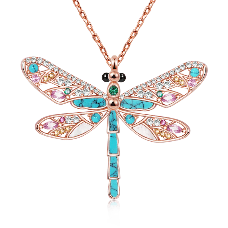 Gnoce Turquoise Dragonfly Necklace Platinum-plated Silver Blend