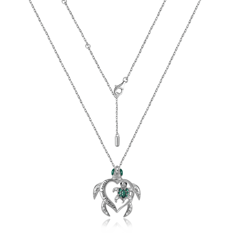 Gnoce Turtle "I Love You Forever" Necklace Platinum-plated Silver Blend - Image 2