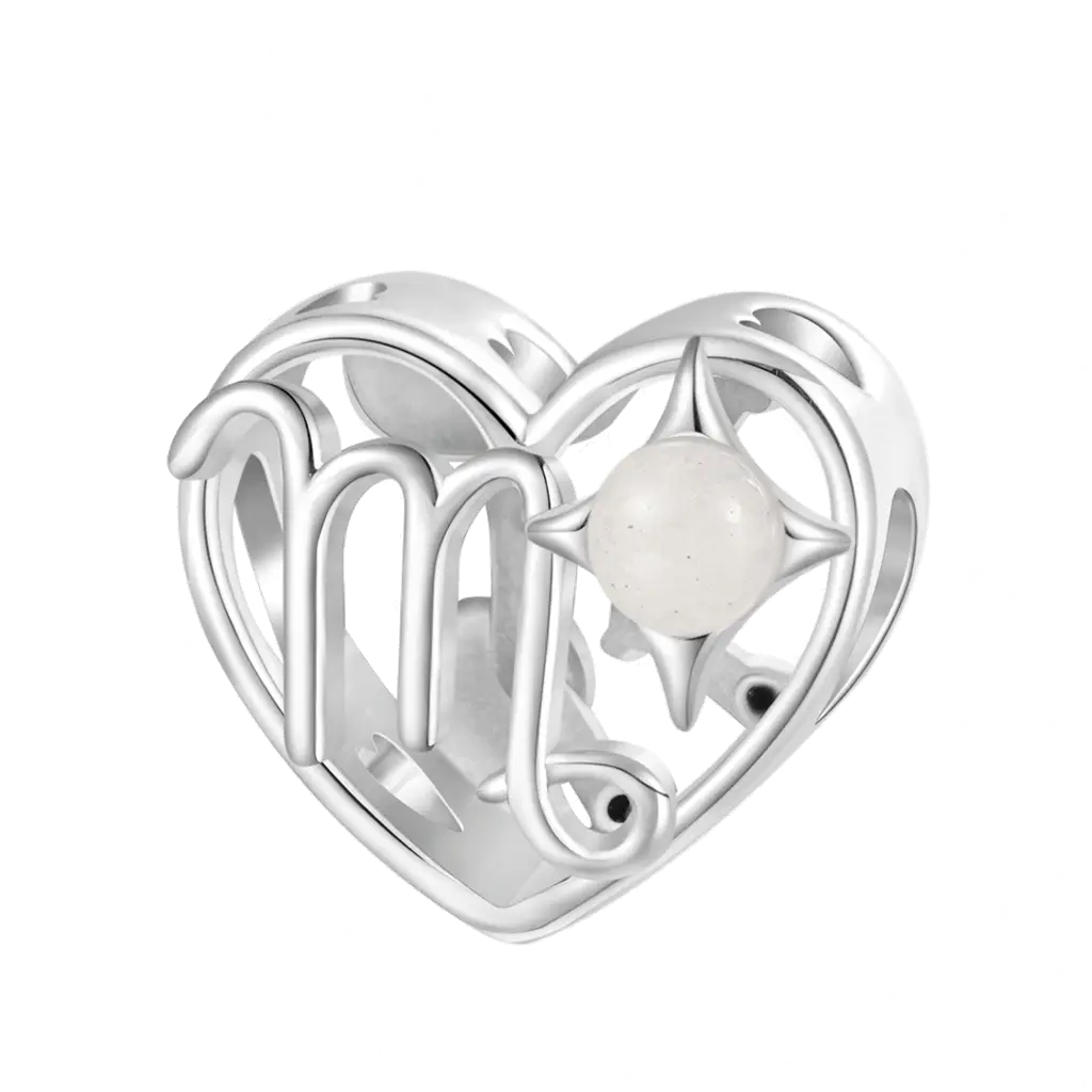 Gnoce Twelve Zodiac Signs Heart Glow-in-the-Dark Charm Platinum-plated Silver Blend - Image 2