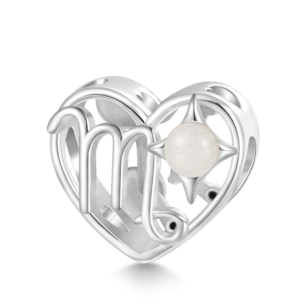 Gnoce Twelve Zodiac Signs Heart Glow-in-the-Dark Charm Platinum-plated Silver Blend - Image 3