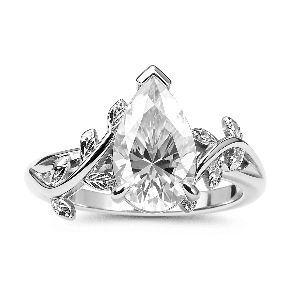 Gnoce Vintage Style Twig Pear-cut Engagement Ring