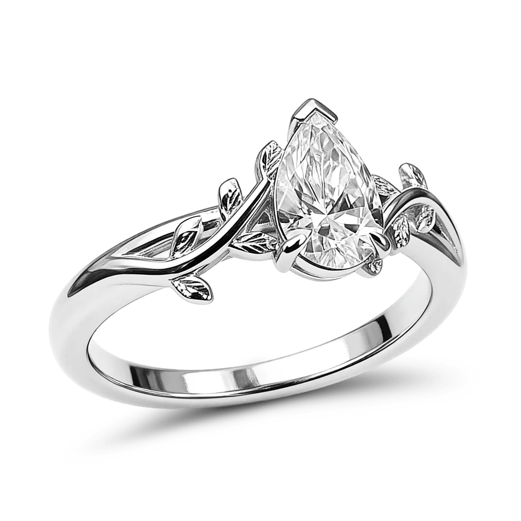 Gnoce Vintage Style Twig Pear-cut Engagement Ring - Image 4