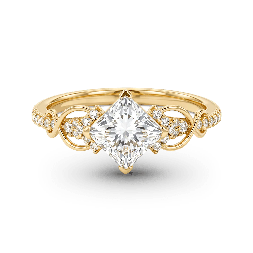 Gnoce Unique Twist Princess-cut Engagement Ring