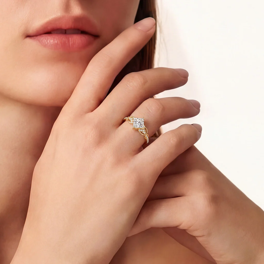 Gnoce Unique Twist Princess-cut Engagement Ring - Image 2
