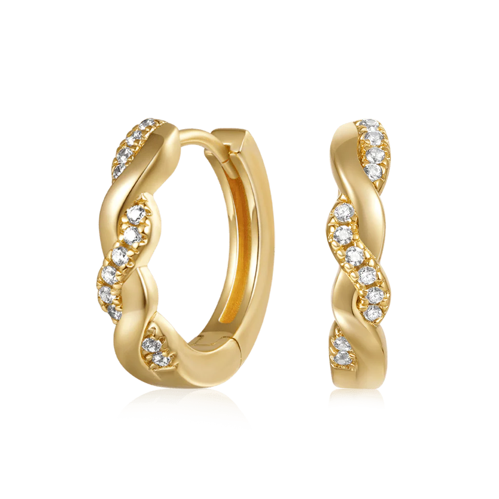 Gnoce Twisted Interwoven Hoop Earrings Platinum-plated Silver Blend