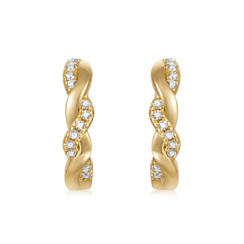 Gnoce Twisted Interwoven Hoop Earrings Platinum-plated Silver Blend - Image 2