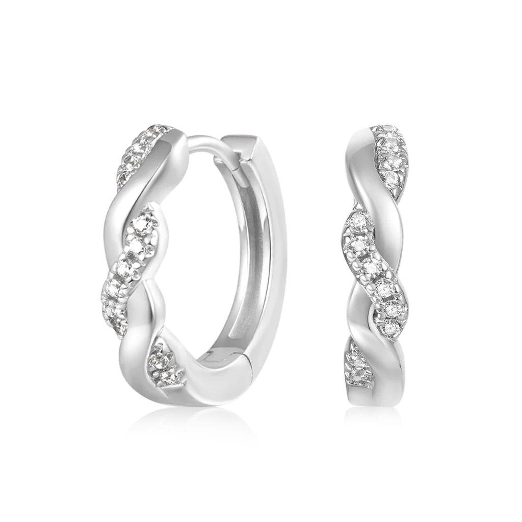 Gnoce Twisted Interwoven Hoop Earrings Platinum-plated Silver Blend - Image 3