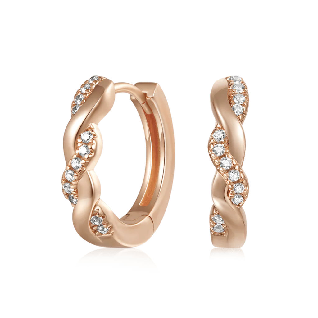 Gnoce Twisted Interwoven Hoop Earrings Platinum-plated Silver Blend - Image 4