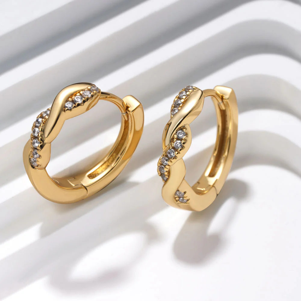 Gnoce Twisted Interwoven Hoop Earrings Platinum-plated Silver Blend - Image 5