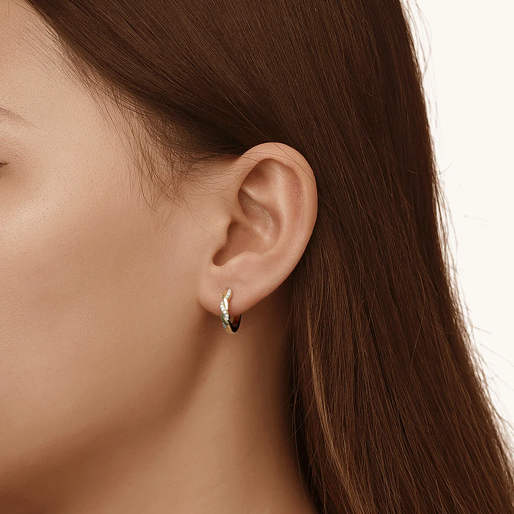 Gnoce Twisted Interwoven Hoop Earrings Platinum-plated Silver Blend - Image 6