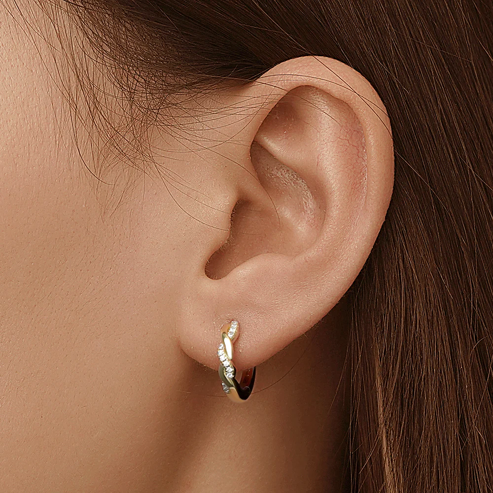 Gnoce Twisted Interwoven Hoop Earrings Platinum-plated Silver Blend - Image 7
