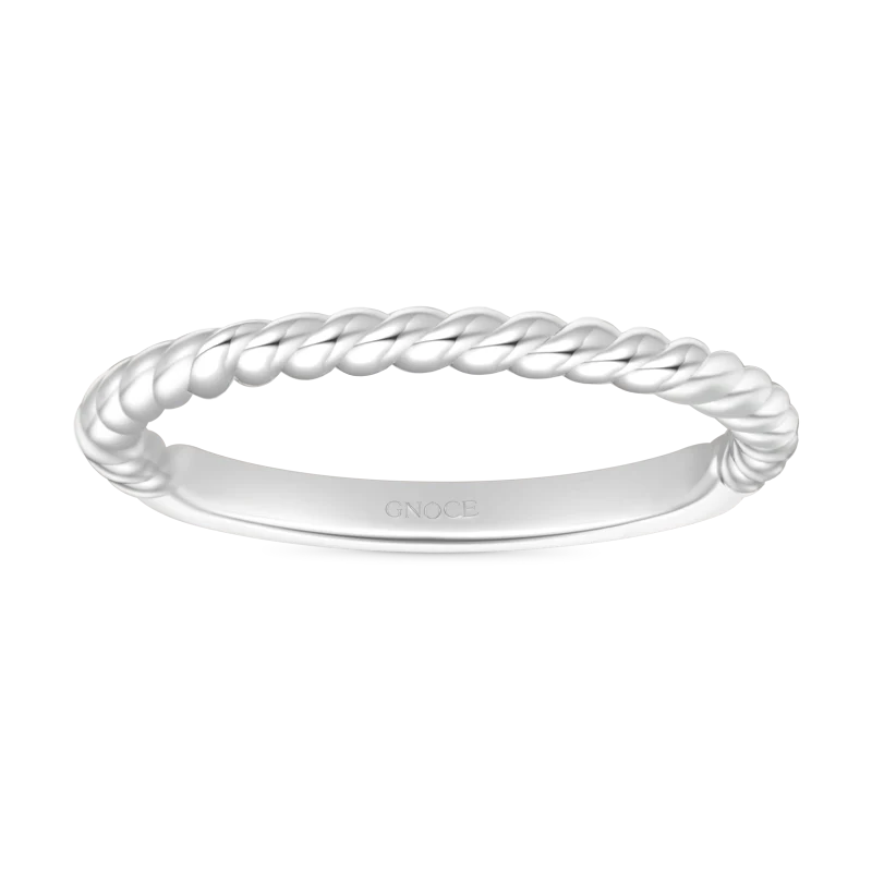 Gnoce Twisted Simple Band Ring Platinum-plated Silver Blend