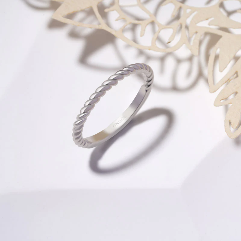 Gnoce Twisted Simple Band Ring Platinum-plated Silver Blend - Image 3