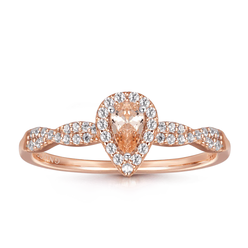 Gnoce Twisted Teardrop Promise Ring Platinum-plated Silver Blend