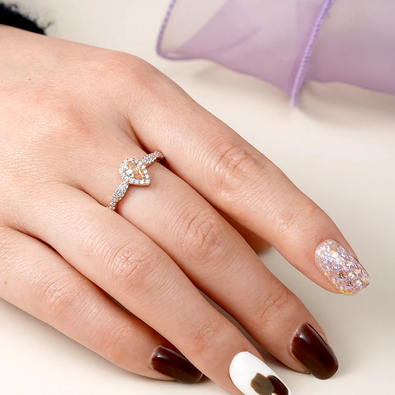 Gnoce Twisted Teardrop Promise Ring Platinum-plated Silver Blend - Image 5
