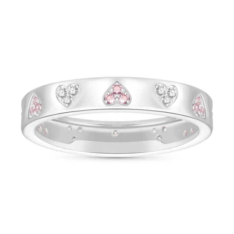 Gnoce Two Color Love Heart Band Ring Platinum-plated Silver Blend