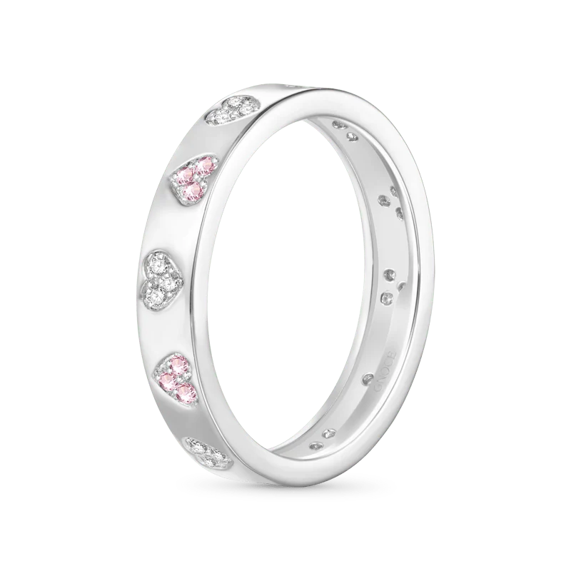 Gnoce Two Color Love Heart Band Ring Platinum-plated Silver Blend - Image 2
