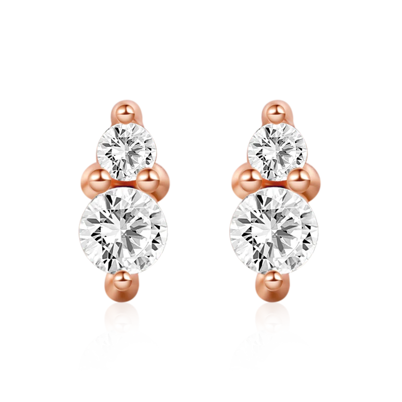 Gnoce Two Round Stone Stud Earrings Platinum-plated Silver Blend - Image 3