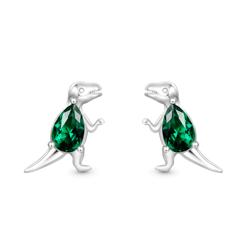 Gnoce Sparkling Tyrannosaurus Rex Stud Earrings Platinum-plated Silver Blend - Image 2