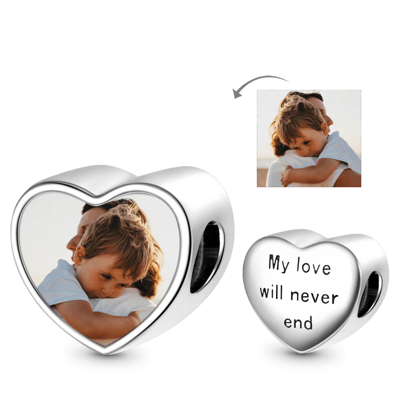Gnoce Unconditional Love Personalized Photo Charm Platinum-plated Silver Blend