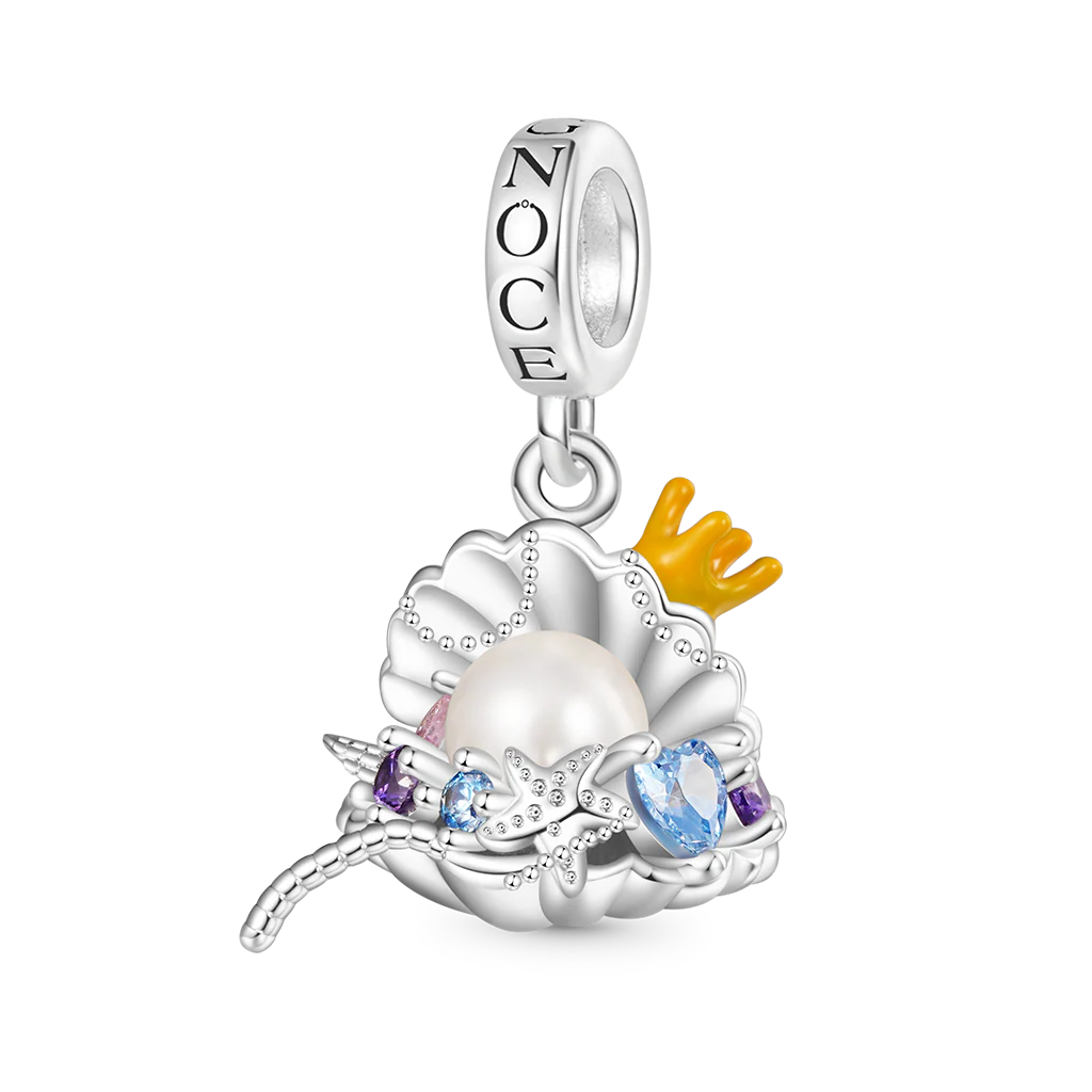 Gnoce Undersea Treasure Pearl Shell Charm Platinum-plated Silver Blend